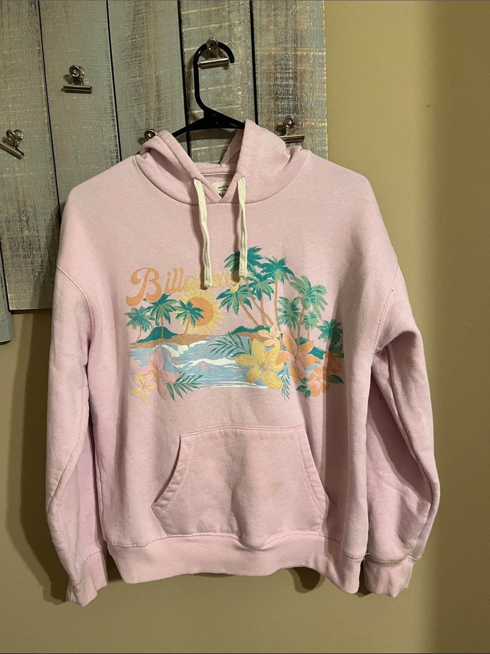 Billabong Light Pink Tropical Graphic Hoodie